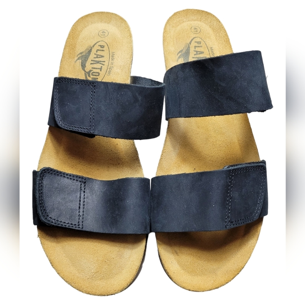 Plakton Size 41 Black Cult Double Strap Sandals
